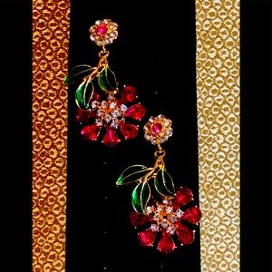 Flower Earrings Hot Pink